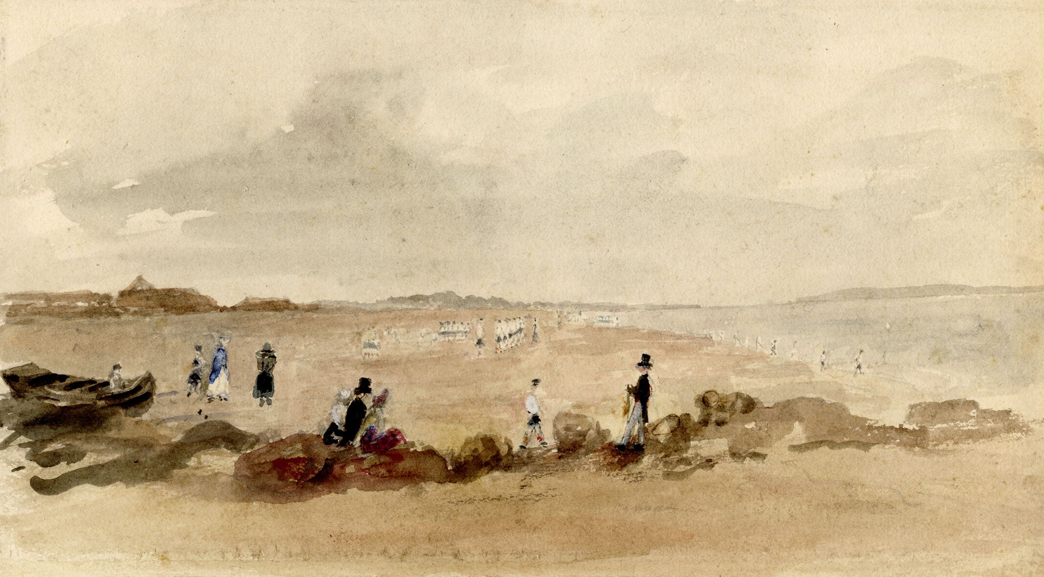 Mary Ann J. Thynne, From the Sands at Portobello, Edinburgh, Scotland – 1837 watercolour painting