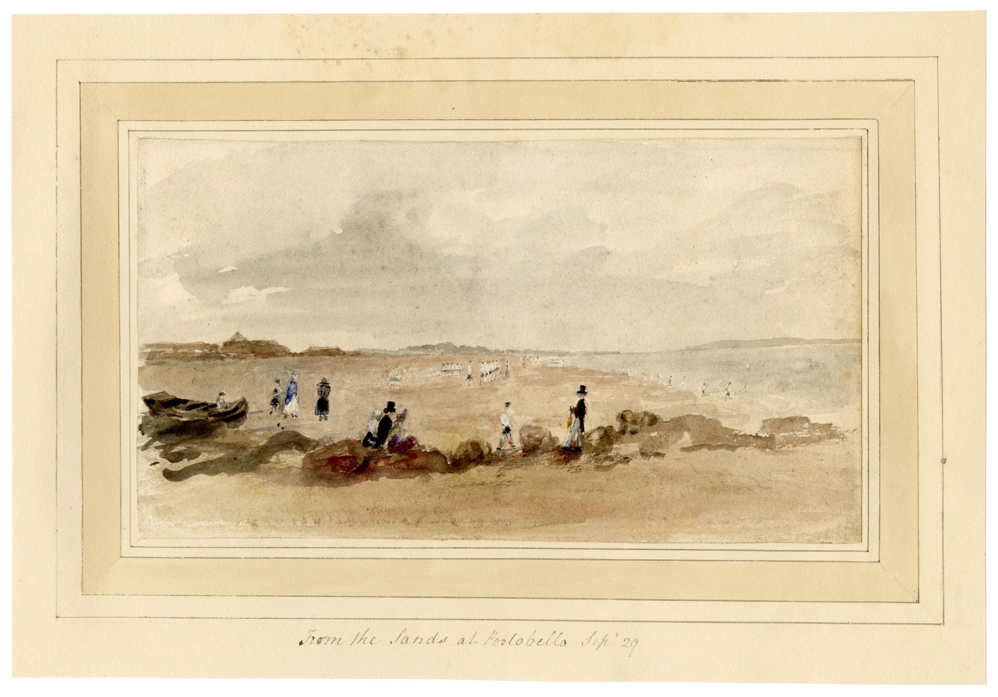 Mary Ann J. Thynne, From the Sands at Portobello, Edinburgh, Scotland – 1837 watercolour painting