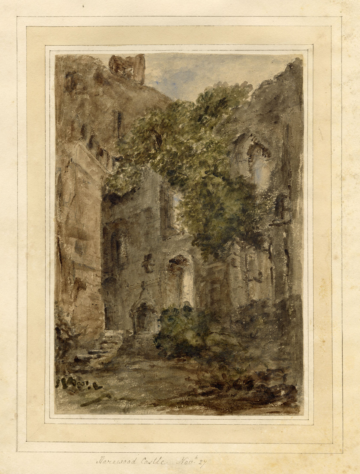 Mary Ann J. Thynne, Harewood Castle, Yorkshire – 1837 watercolour painting