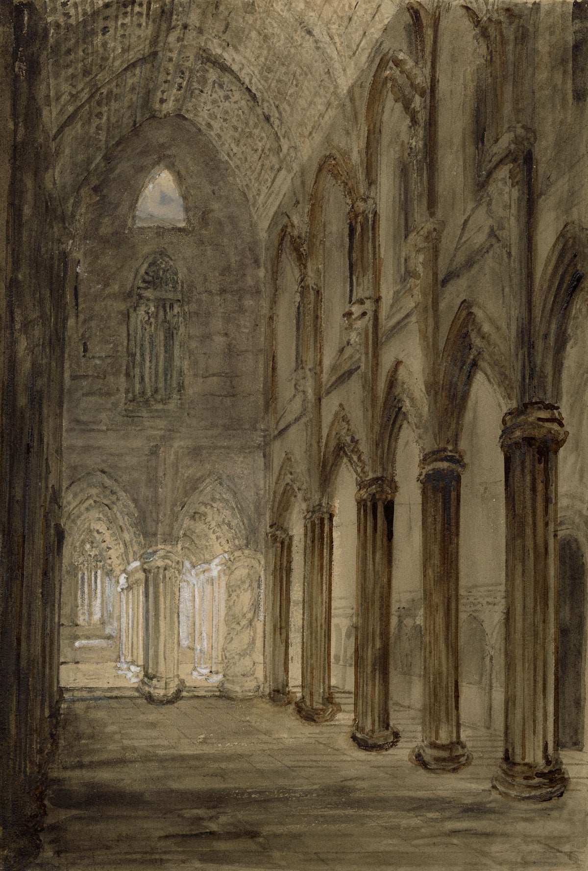 Mary Ann J. Thynne, Rosslyn Chapel, Midlothian, Scotland – 1837 watercolour painting