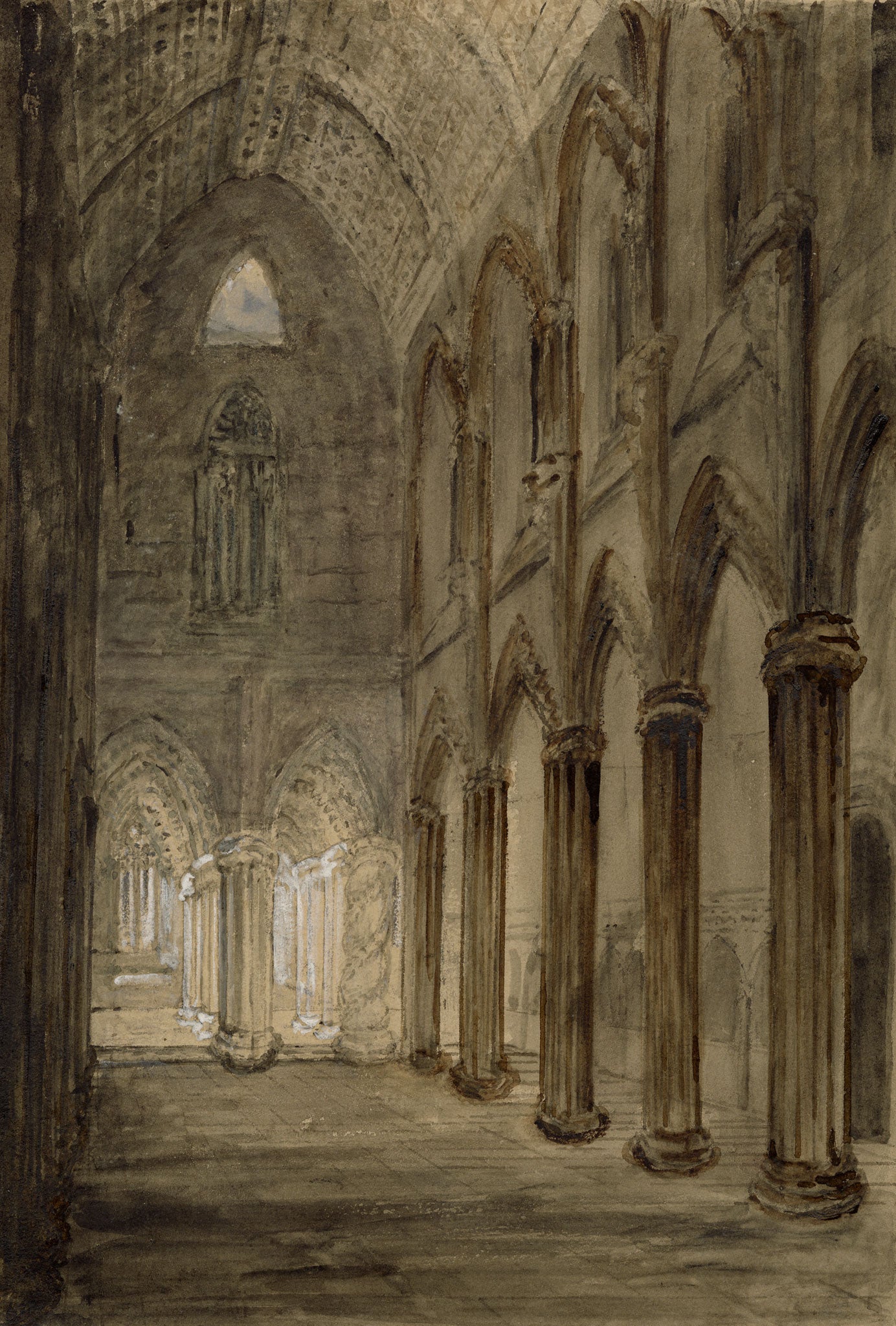 Mary Ann J. Thynne, Rosslyn Chapel, Midlothian, Scotland – 1837 watercolour painting