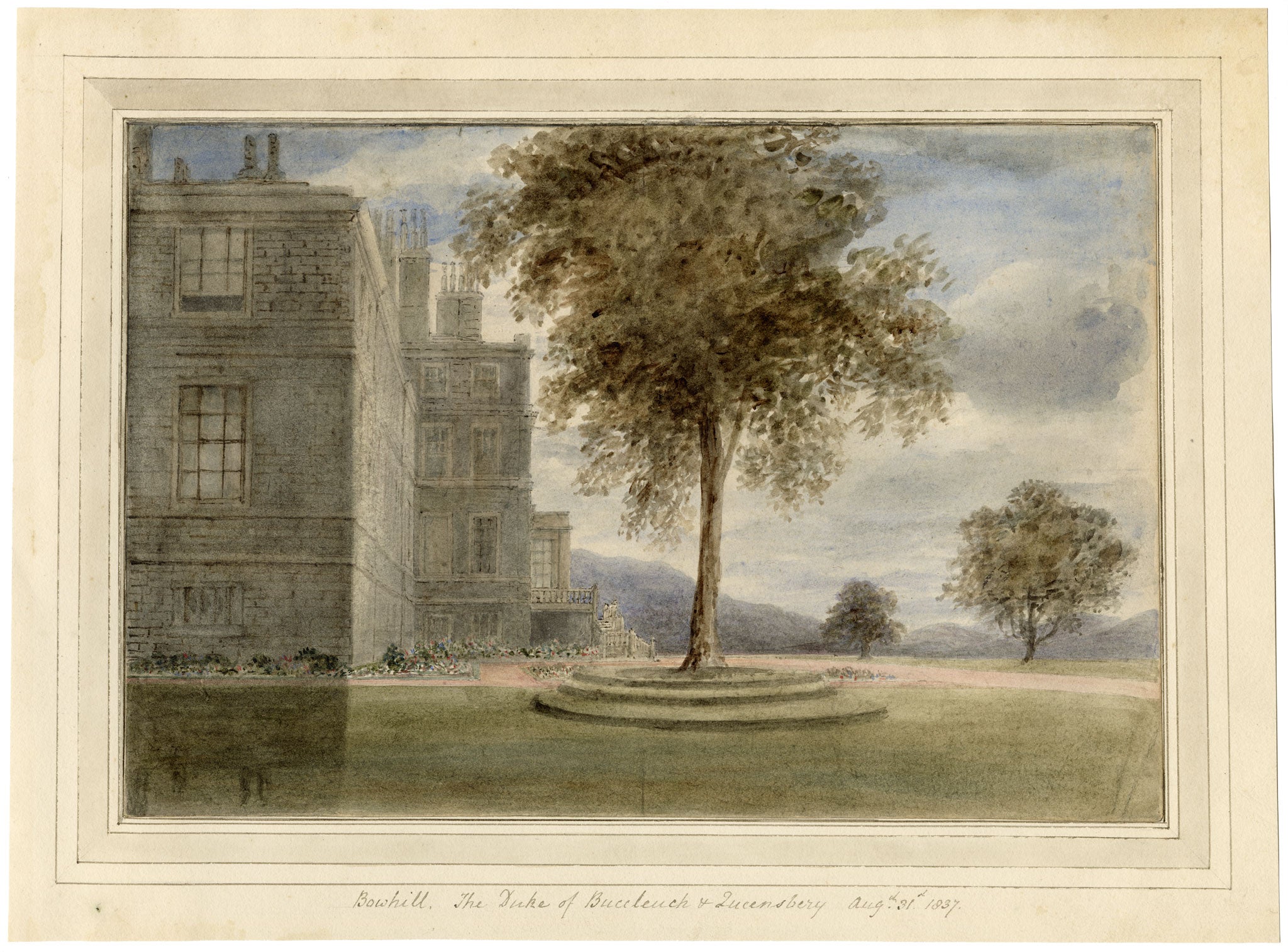 Mary Ann J. Thynne, Bowhill, The Duke of Buccleuch & Queensberry, Scottish Borders, Scotland – 1837 watercolour painting