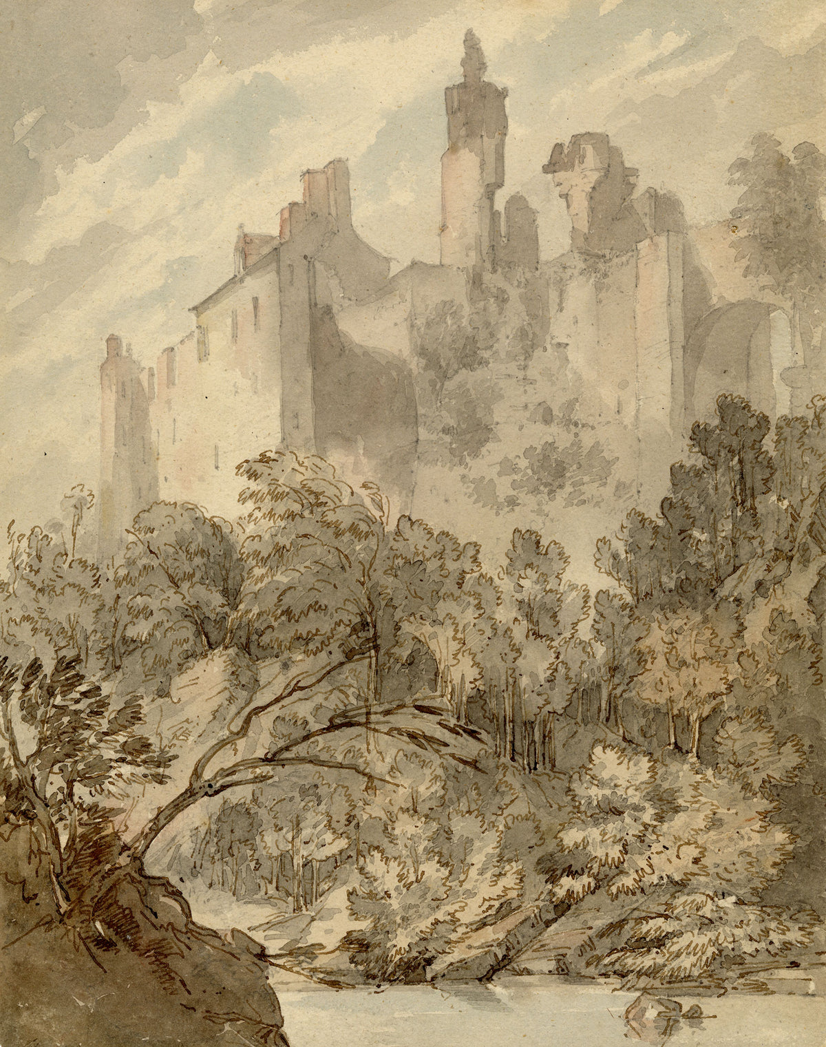 Rev Hon Charles Francis Annesley, Rosslyn Castle, Midlothian, Scotland – 1811 watercolour painting