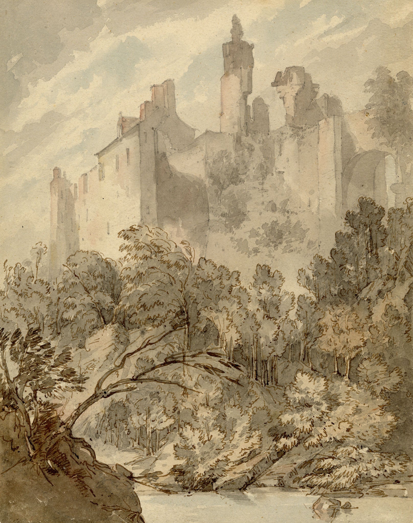 Rev Hon Charles Francis Annesley, Rosslyn Castle, Midlothian, Scotland – 1811 watercolour painting