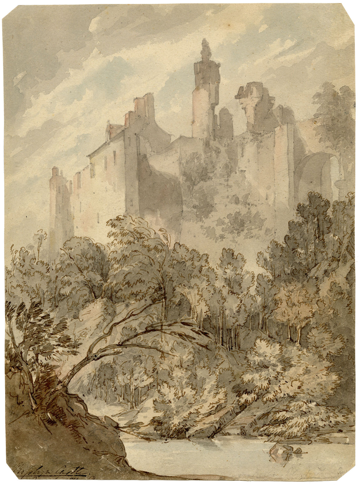 Rev Hon Charles Francis Annesley, Rosslyn Castle, Midlothian, Scotland – 1811 watercolour painting