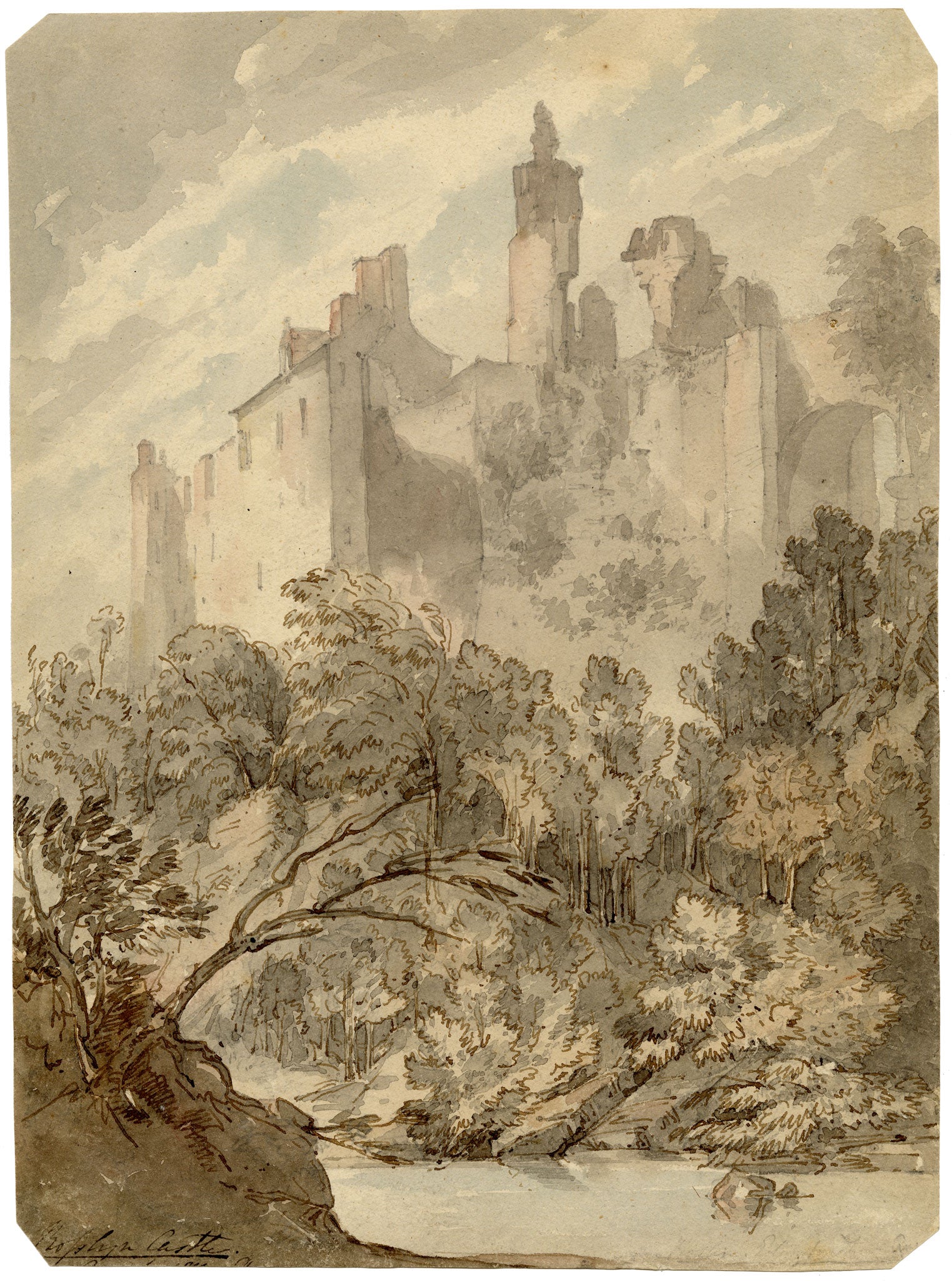 Rev Hon Charles Francis Annesley, Rosslyn Castle, Midlothian, Scotland – 1811 watercolour painting
