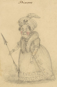 Walter Sneyd, Diana Caricature, Greek Goddess in Human Form – Mid-19th-century graphite drawing