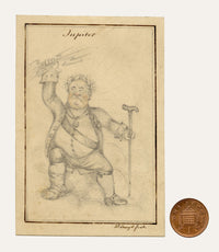 Walter Sneyd, Jupiter Caricature, Greek God in Human Form – Mid-19th-century graphite drawing