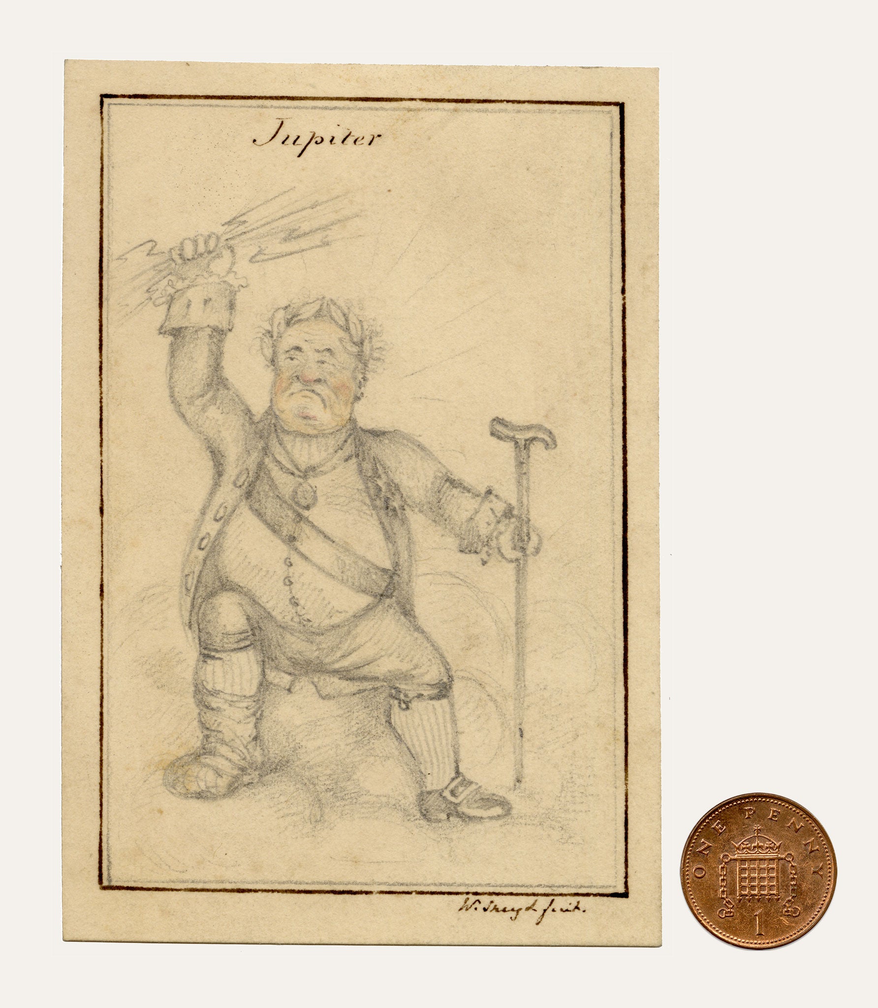 Walter Sneyd, Jupiter Caricature, Greek God in Human Form – Mid-19th-century graphite drawing