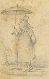 Walter Sneyd, Winter Caricature, Greek God Boreas in Human Form – Mid-19th-century graphite drawing
