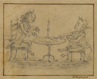 Walter Sneyd, Devils Playing Card Game Caricature – Mid-19th-century graphite drawing