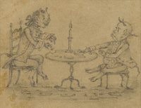 Walter Sneyd, Devils Playing Card Game Caricature – Mid-19th-century graphite drawing