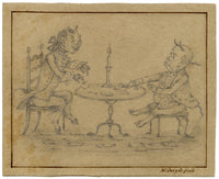 Walter Sneyd, Devils Playing Card Game Caricature – Mid-19th-century graphite drawing