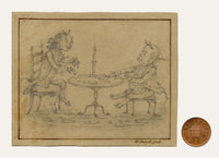 Walter Sneyd, Devils Playing Card Game Caricature – Mid-19th-century graphite drawing
