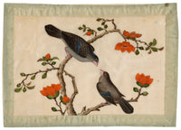 Antique 19th-century Chinese Pith Painting – Pair of Dove or Pigeon Birds on Flowering Branch