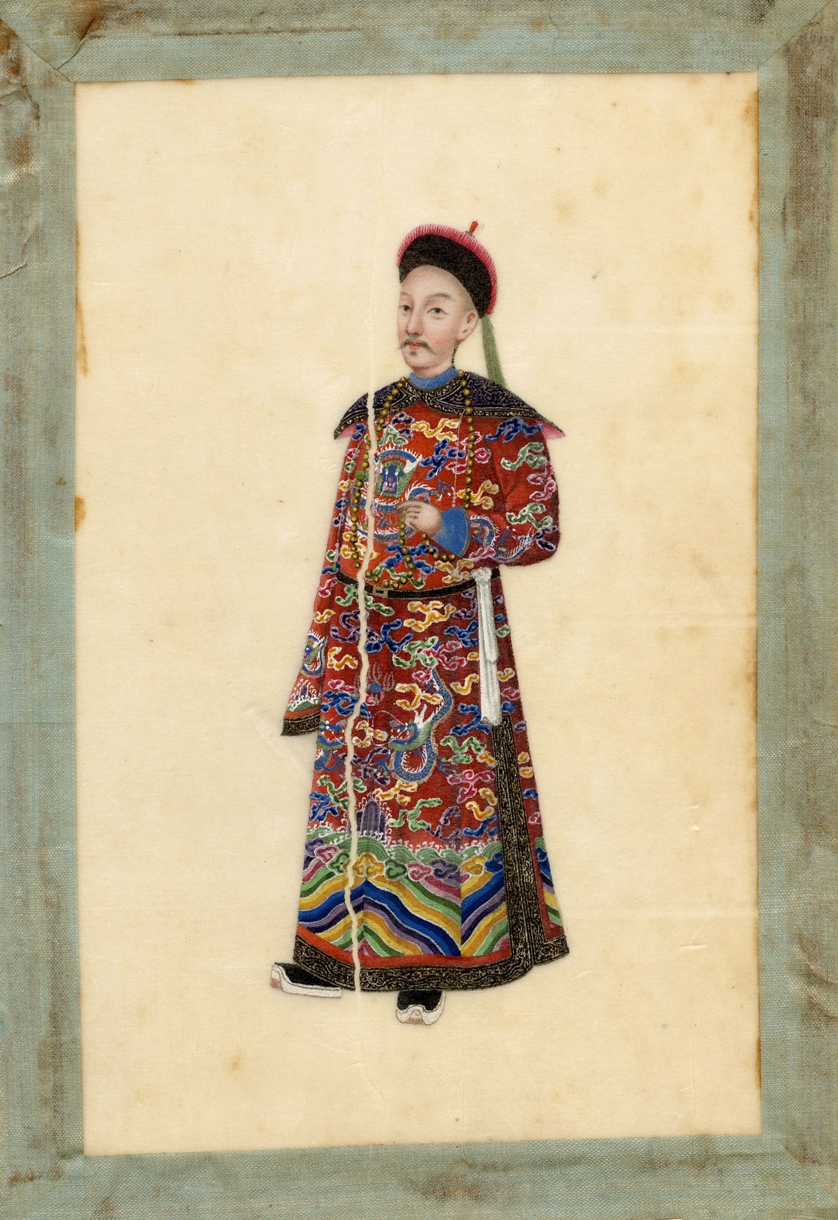 Circle of Youqua, 19th-century Chinese Pith Painting – Qing Dynasty Courtier