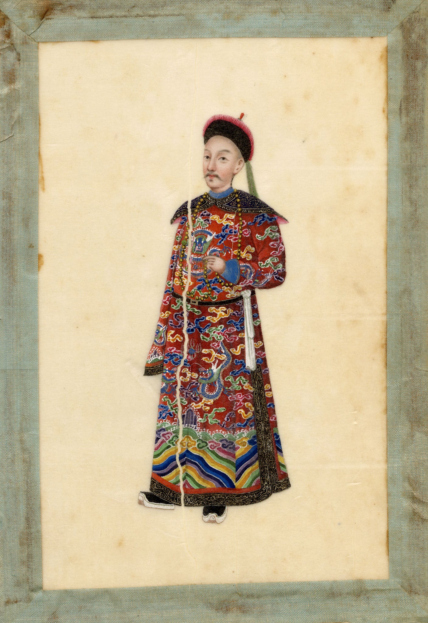 Circle of Youqua, 19th-century Chinese Pith Painting – Qing Dynasty Courtier