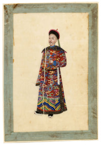 Circle of Youqua, 19th-century Chinese Pith Painting – Qing Dynasty Courtier