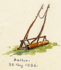 Rosa E. Neumann, Horse-drawn Land Roller Study in Miniature – 1886 watercolour painting