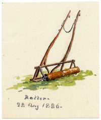 Rosa E. Neumann, Horse-drawn Land Roller Study in Miniature – 1886 watercolour painting