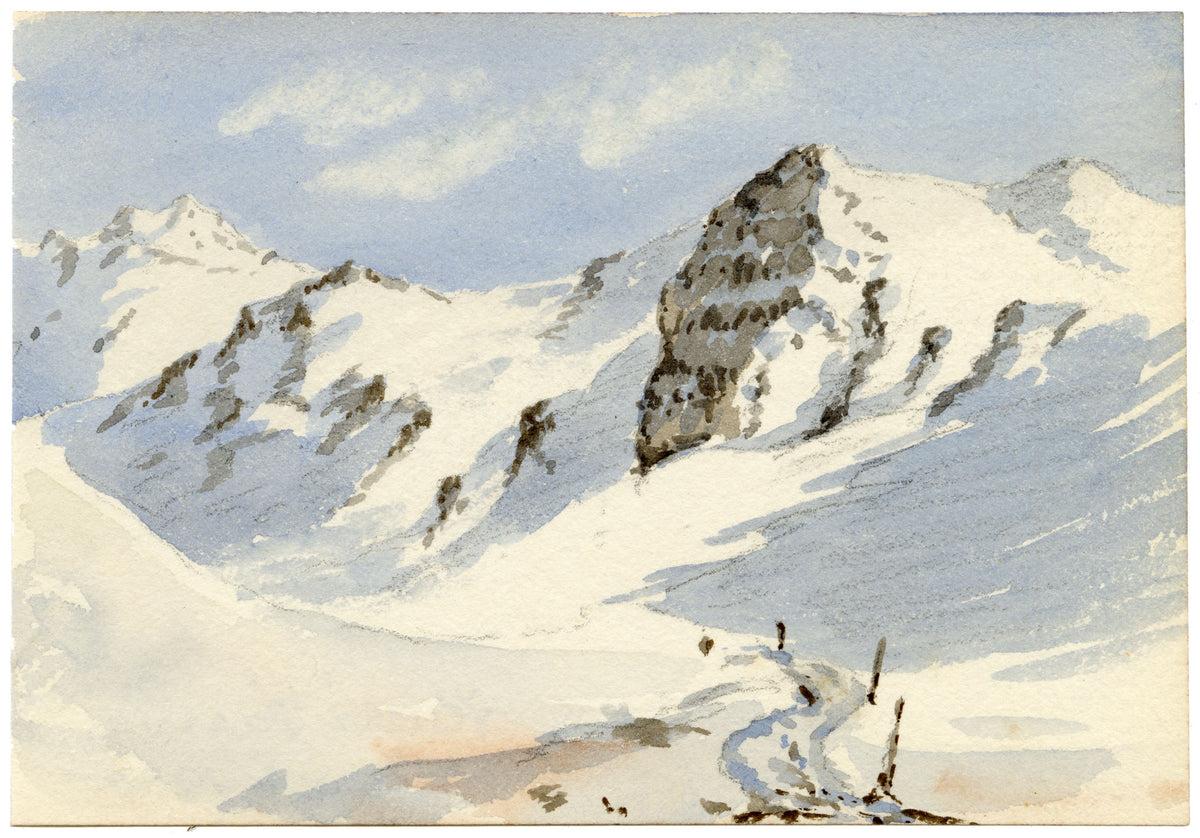 Rosa E. Neumann, Flüela Pass, Swiss Alps, Graubünden, Switzerland – 1900 watercolour painting