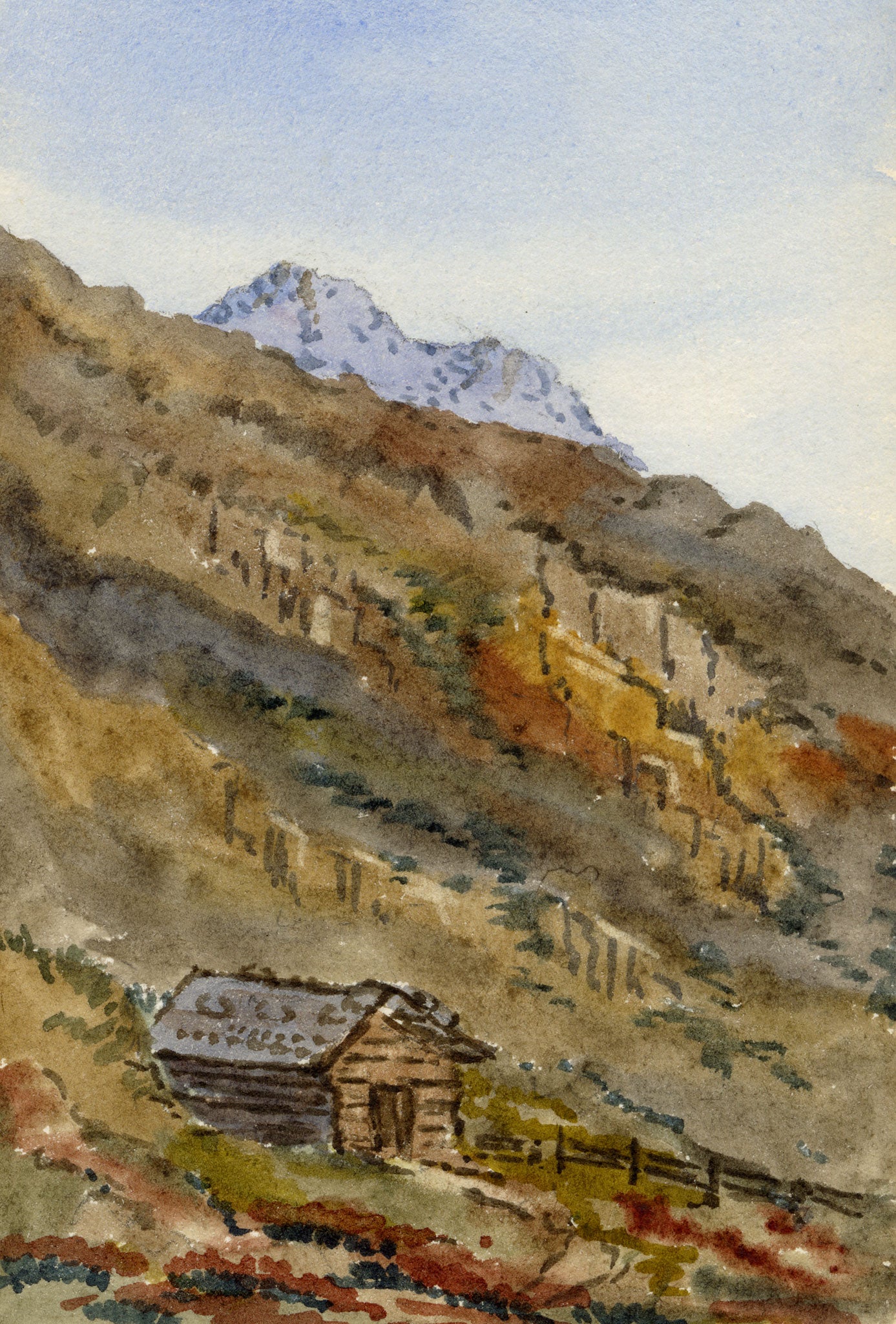 Rosa E. Neumann, Schwarzhorn, Dischmatal (Dischma Valley), Switzerland – 1899 watercolour painting