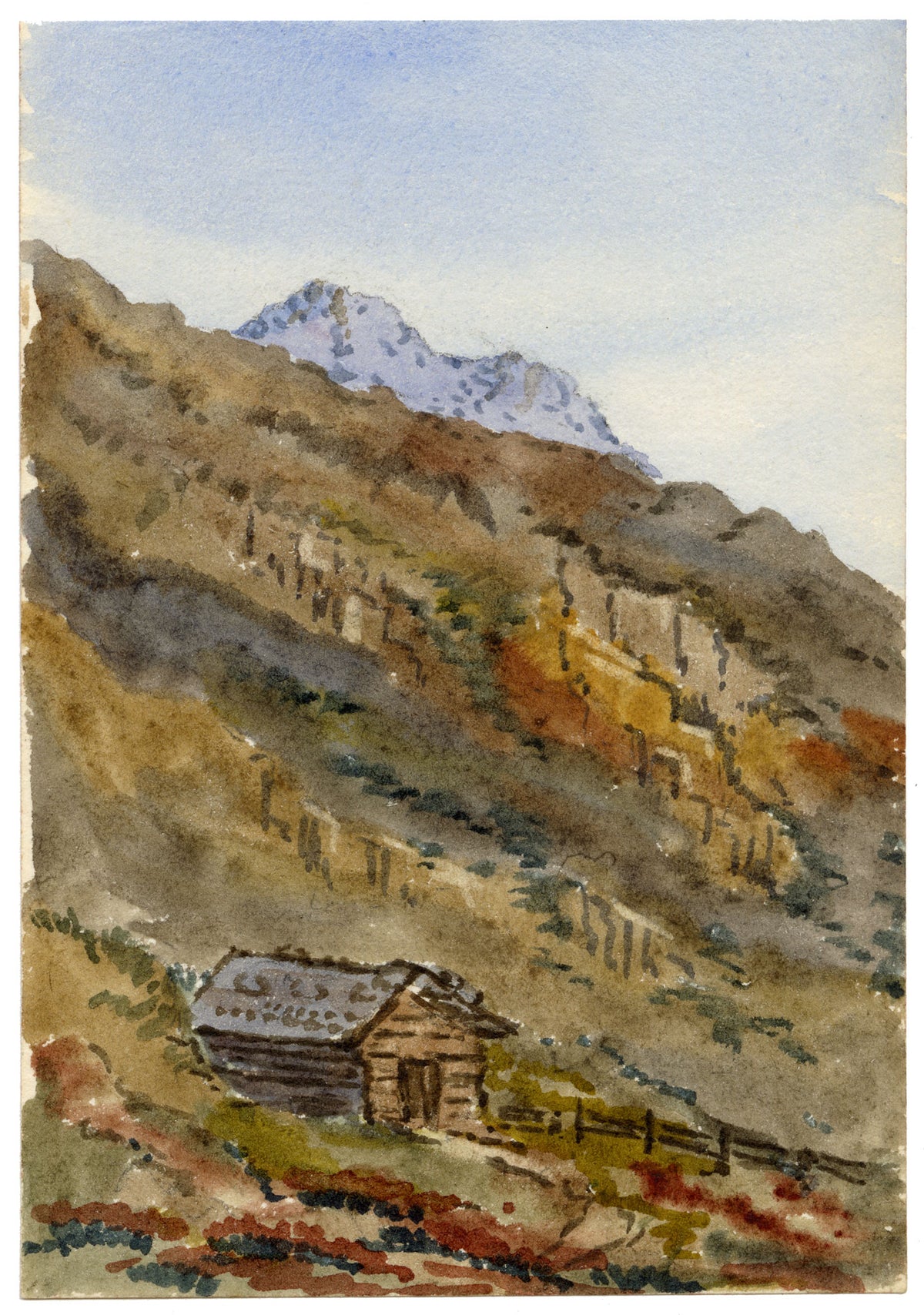 Rosa E. Neumann, Schwarzhorn, Dischmatal (Dischma Valley), Switzerland – 1899 watercolour painting
