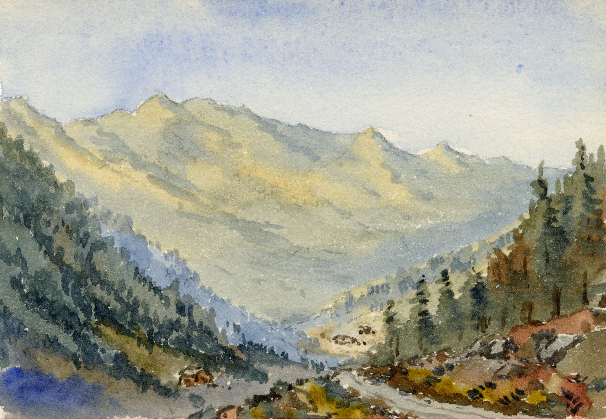 Rosa E. Neumann, Dischmatal (Dischma Valley), Davos, Switzerland – 1899 watercolour painting