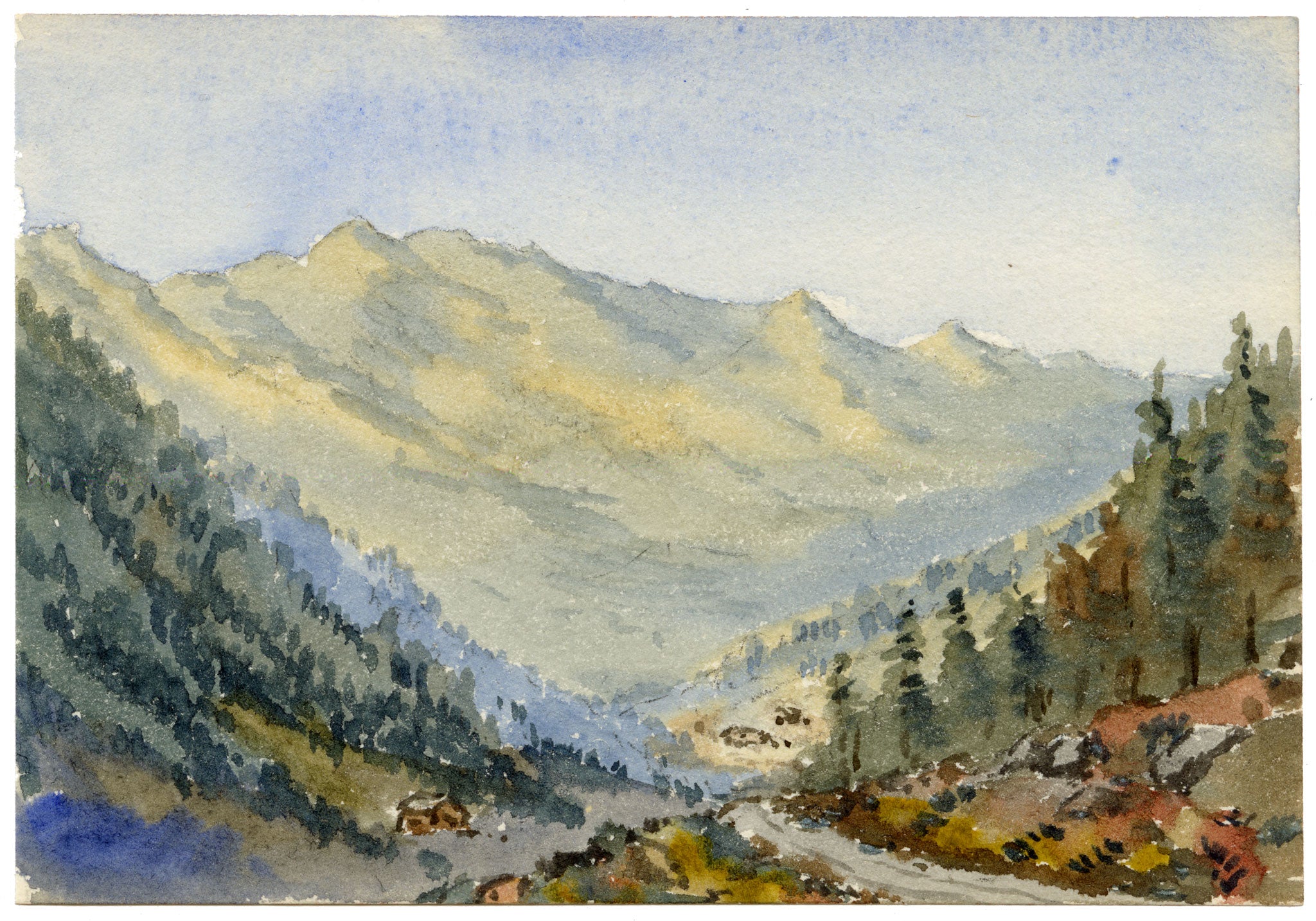 Rosa E. Neumann, Dischmatal (Dischma Valley), Davos, Switzerland – 1899 watercolour painting