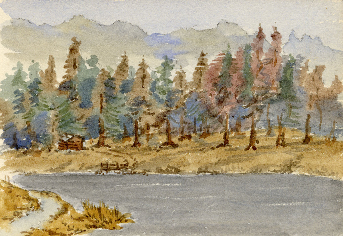 Rosa E. Neumann, Lake Schwarzsee, Laret, Davos, Switzerland – 1899 watercolour painting