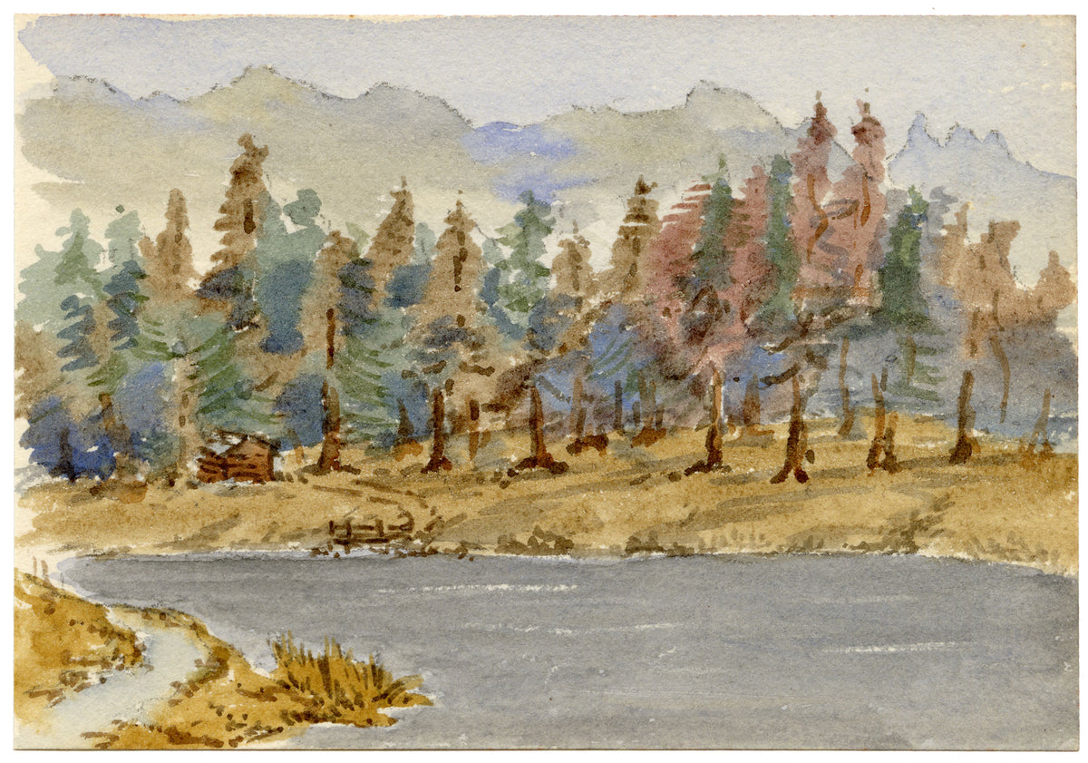 Rosa E. Neumann, Lake Schwarzsee, Laret, Davos, Switzerland – 1899 watercolour painting