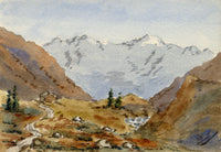 Rosa E. Neumann, Towards Dürrboden, Dischma Valley, Davos, Switzerland – 1899 watercolour painting