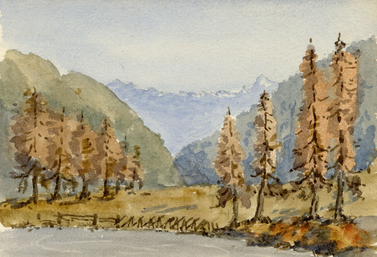 Rosa E. Neumann, Lake Schwarzsee, Laret, Davos, Switzerland – 1899 watercolour painting