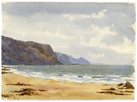 Rosa E. Neumann, Widemouth Bay near Bude, Cornwall – 1889 watercolour painting