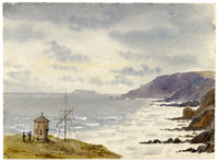 Rosa E. Neumann, Sharpnose from Storm Tower, Compass Point, Bude, Cornwall – 1889 watercolour painting