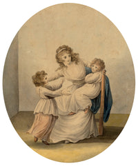 Attrib. Henry William Bunbury, Lady Rushout Seated & Children – 18th-century watercolour painting