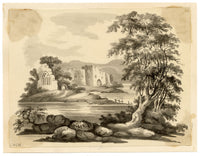 Carolina O.C. Morton, Picturesque Castle Ruin – Early 19th-century watercolour painting