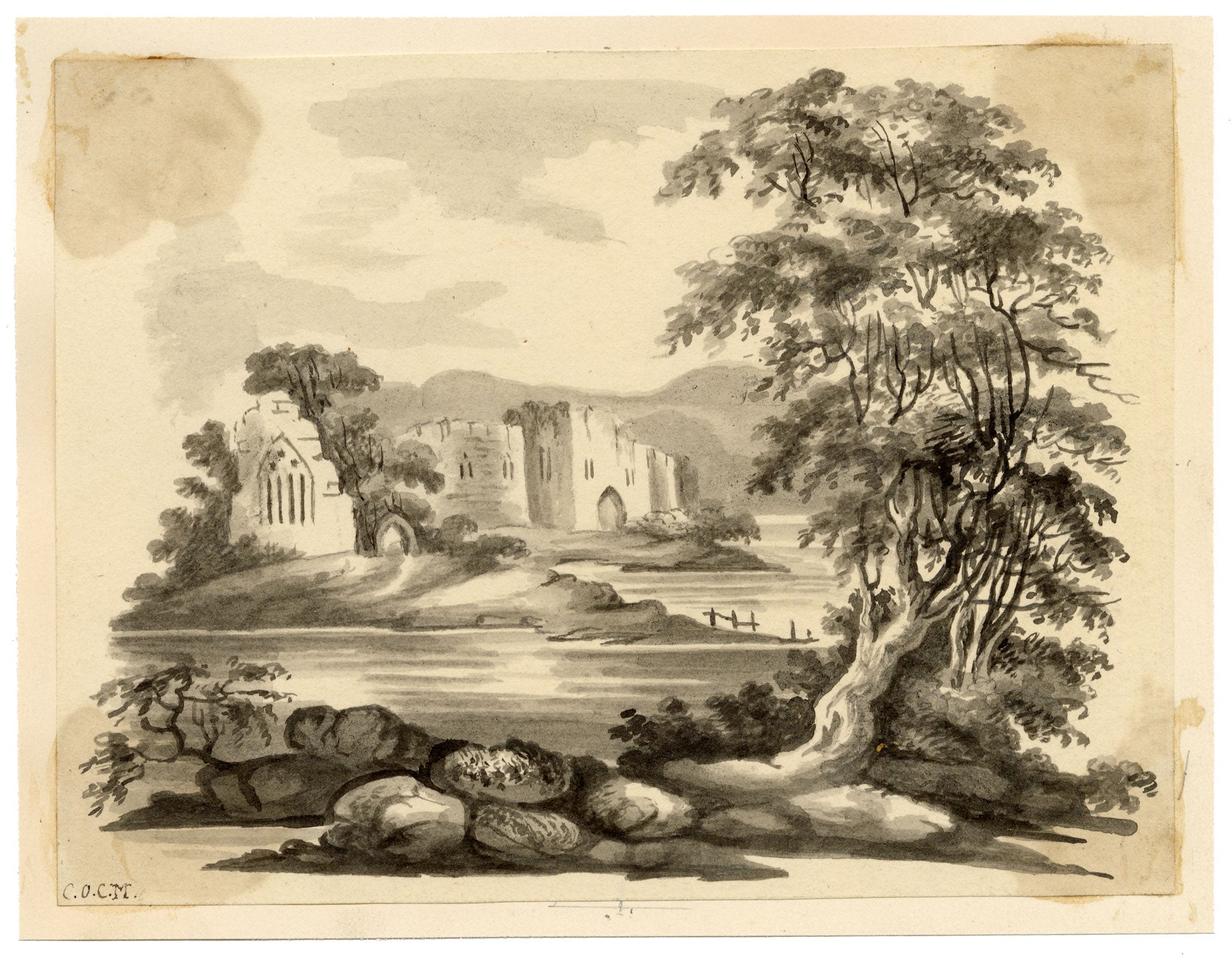 Carolina O.C. Morton, Picturesque Castle Ruin – Early 19th-century watercolour painting
