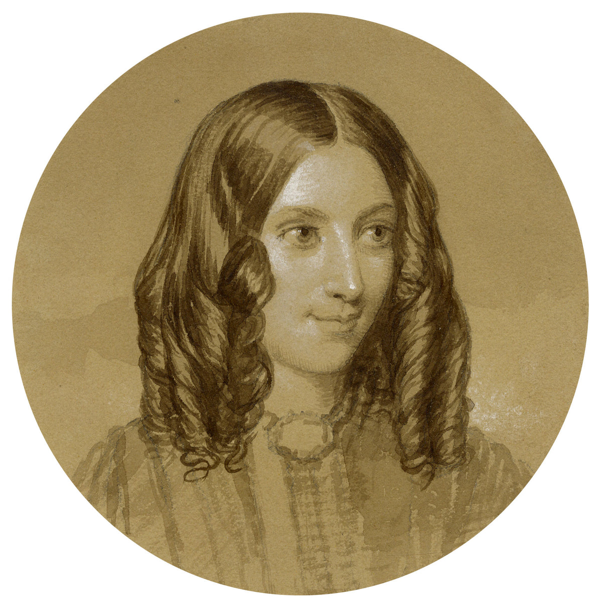 Anon., Victorian Portrait of a Girl 'Kate' – Mid-19th-century watercolour painting