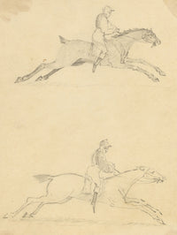 Anon., Equestrian Studies, Horse & Jockey – Mid-19th-century graphite drawing