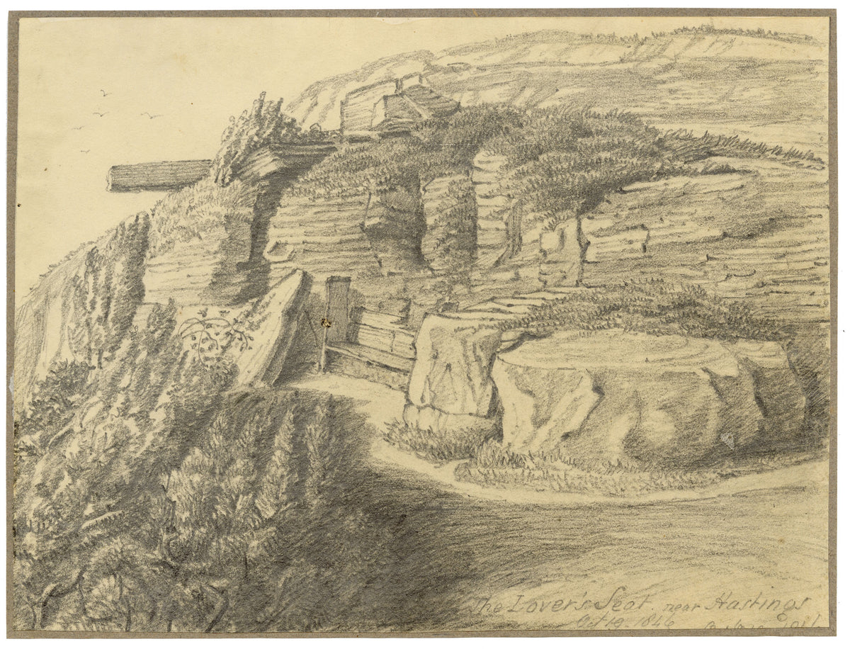 Jane D. Harvey, Lovers' Seat, Hastings – 1846 graphite drawing