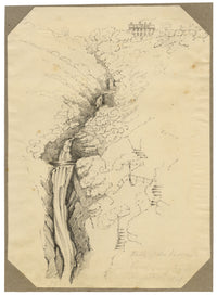 Jane D. Harvey, Falls of the Monach (Mynach) near Devil's Bridge, Cardiganshire, Wales – 1841 graphite drawing