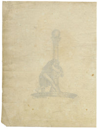 Leopold Billek, Dionysus in Wild Cat Skin Draped on Column – c.1820 pen & ink drawing