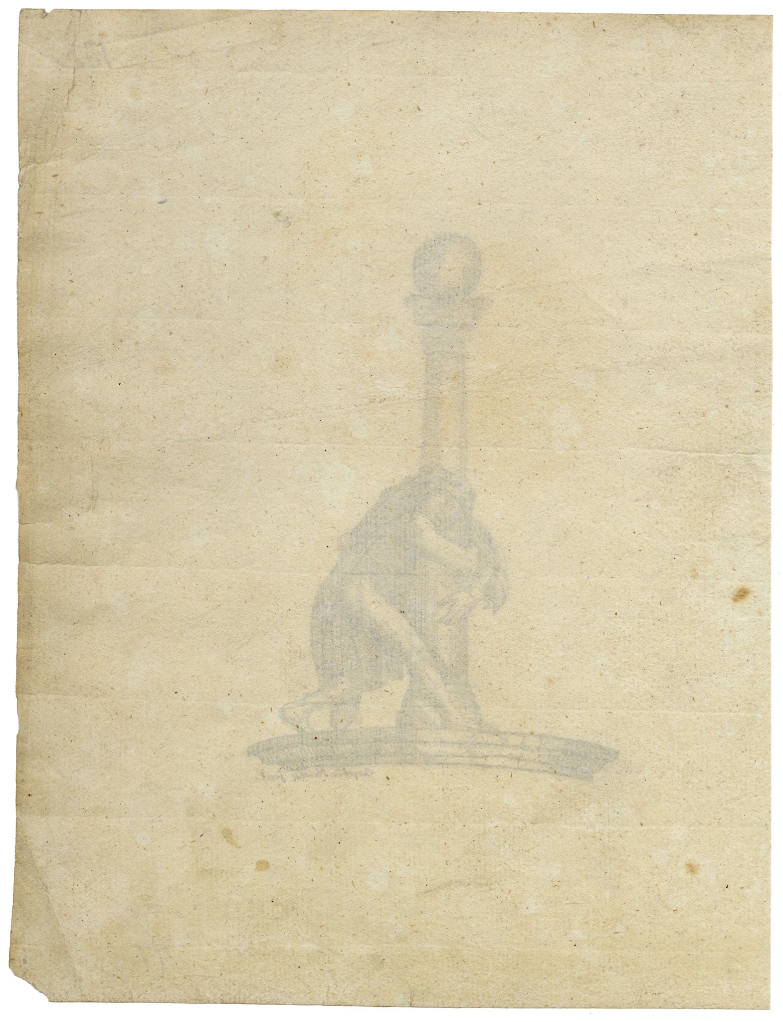 Leopold Billek, Dionysus in Wild Cat Skin Draped on Column – c.1820 pen & ink drawing