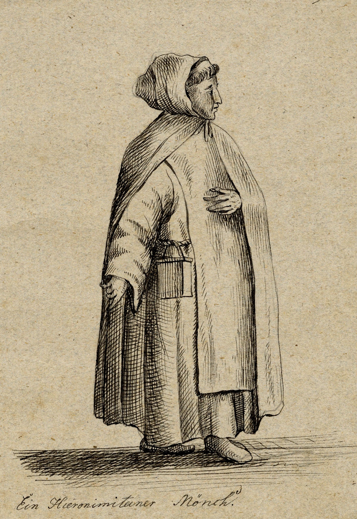Leopold Billek, Hieronymite Monk – c.1820 pen & ink drawing