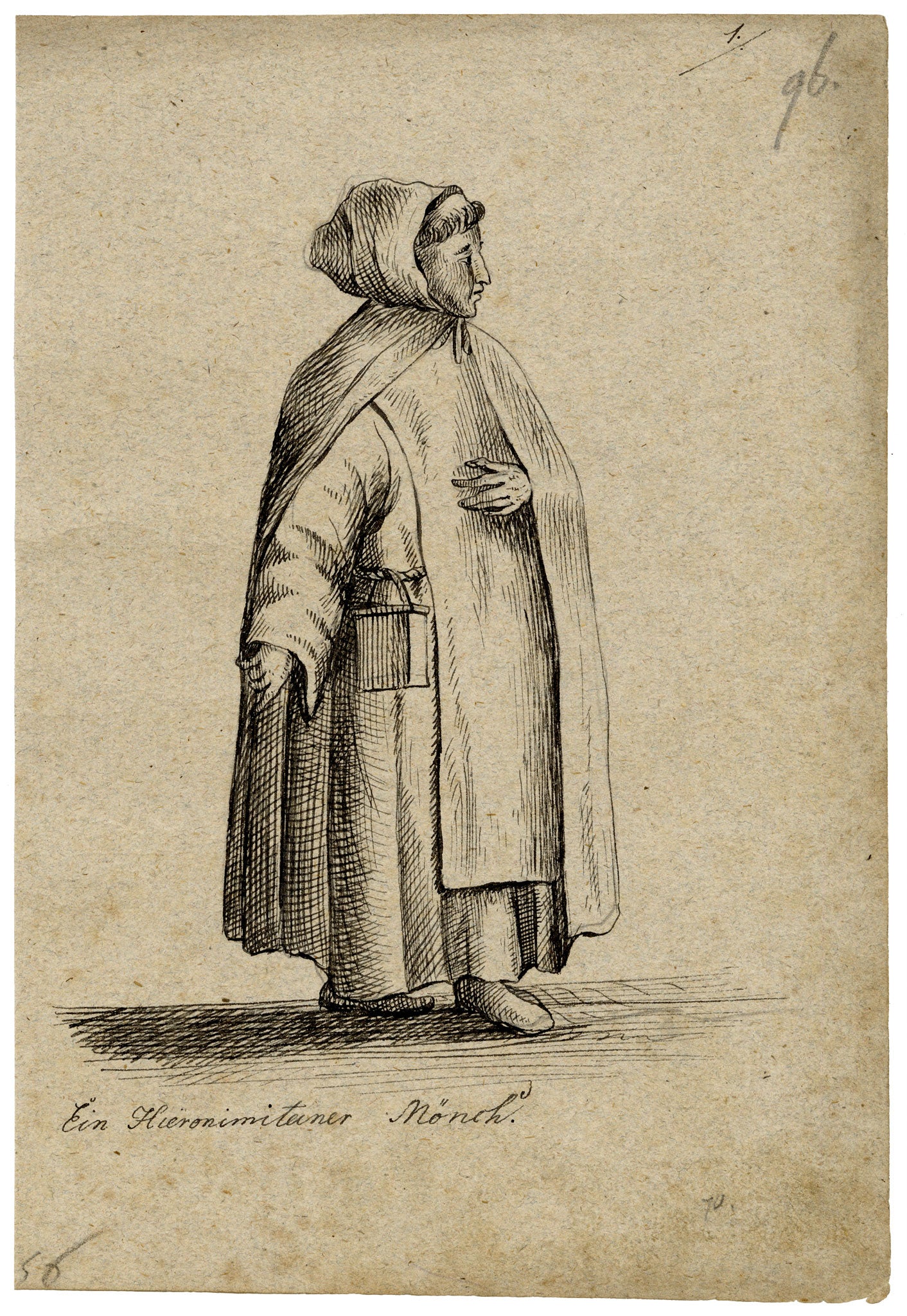 Leopold Billek, Hieronymite Monk – c.1820 pen & ink drawing