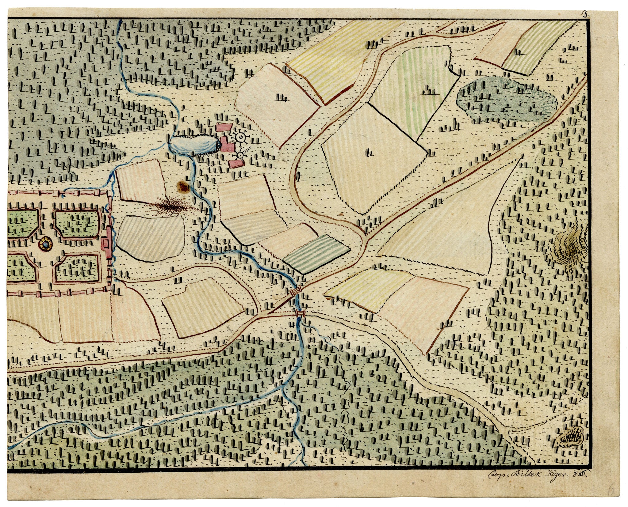 Leopold Billek, Hunting Forest Map – c.1820 watercolour painting