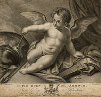 Charles White after Elisabetta Sirani, Cupid Burning Armour – 1782 engraving print