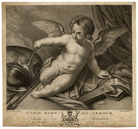 Charles White after Elisabetta Sirani, Cupid Burning Armour – 1782 engraving print