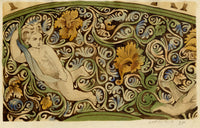 Josef Kott, Decorative Frieze with Acanthus & Putti – 1885 watercolour painting